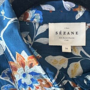 Sezane Pirio Blouse in Blue Floral